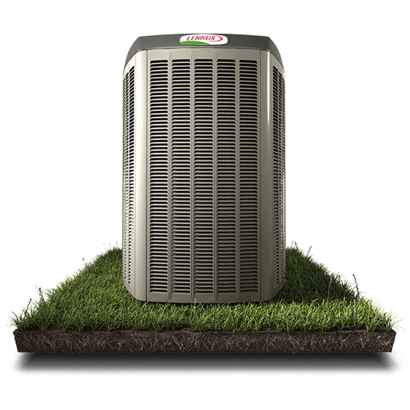 Thermopompe centrale Lennox sur un tapis de pelouse