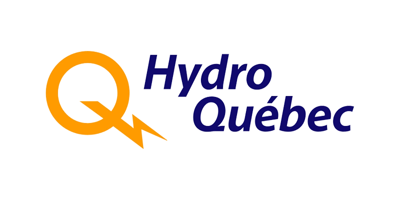 Hydro-Québec logo featuring a yellow "Q" with a lightning bolt and dark blue text.