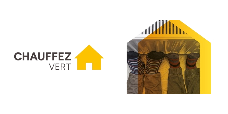 Chauffez vert program logo with a small yellow house.