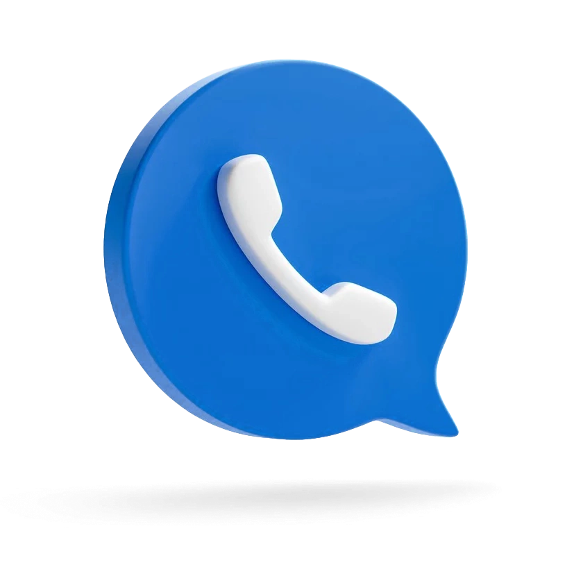 Bulle bleue avec icône de téléphone blanc