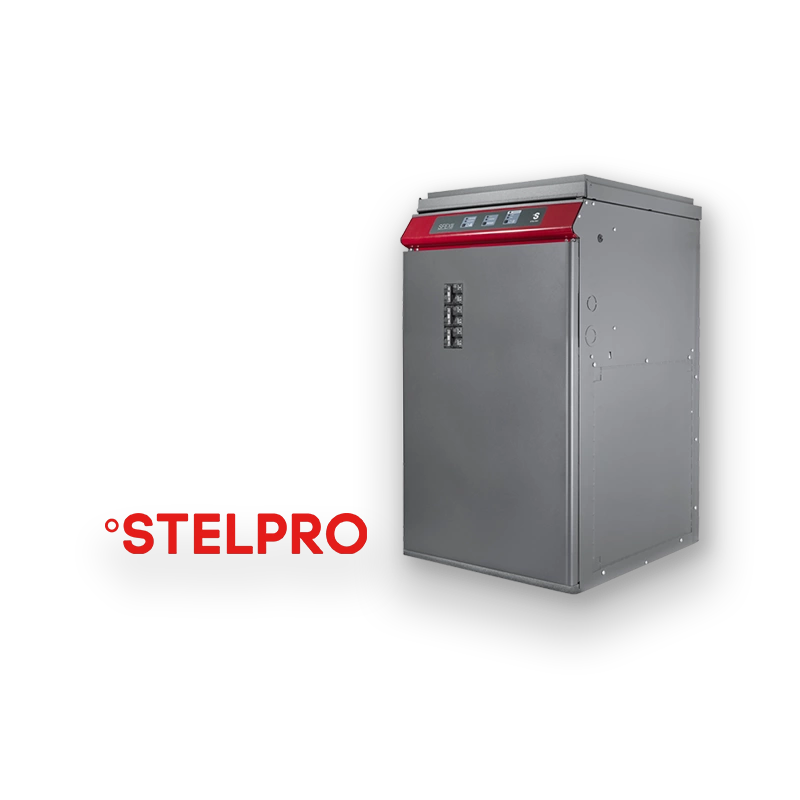 Fournaise Stelpro avec le logo Stelpro rouge